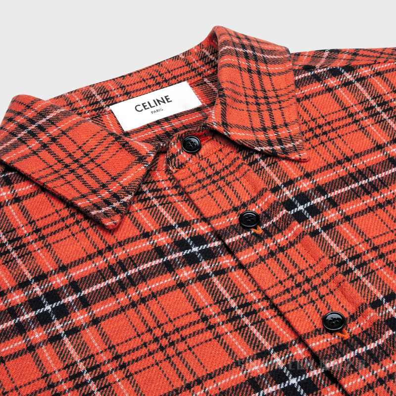 蓝白条格棉质超大衬衫 24305