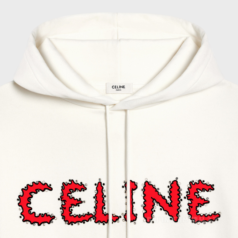 CELINE水钻棉质抓绒连帽衫 24803