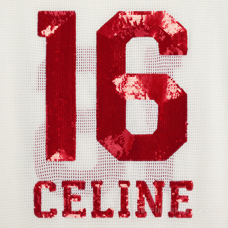 CELINE 16刺绣网眼平纹针织T恤 27267