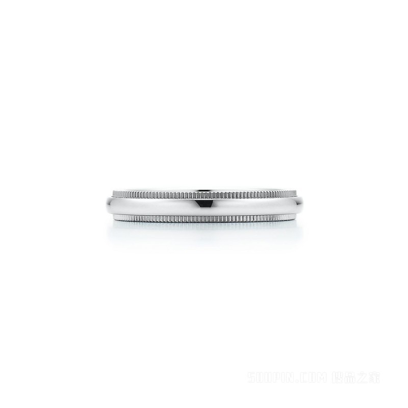 Tiffany Together 系列铂金珠形边饰戒指，宽 3 毫米