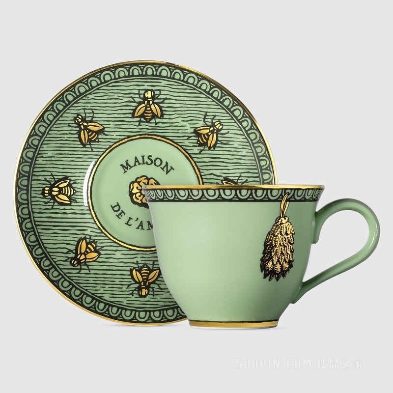 Odissey印花茶杯和茶碟（套装） 浅绿色Richard Ginori瓷质