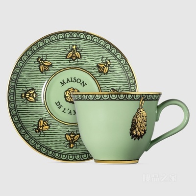 Odissey印花茶杯和茶碟（套装） 浅绿色Richard Ginori瓷质