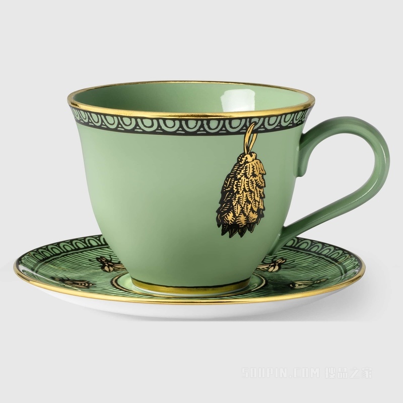 Odissey印花茶杯和茶碟（套装） 浅绿色Richard Ginori瓷质