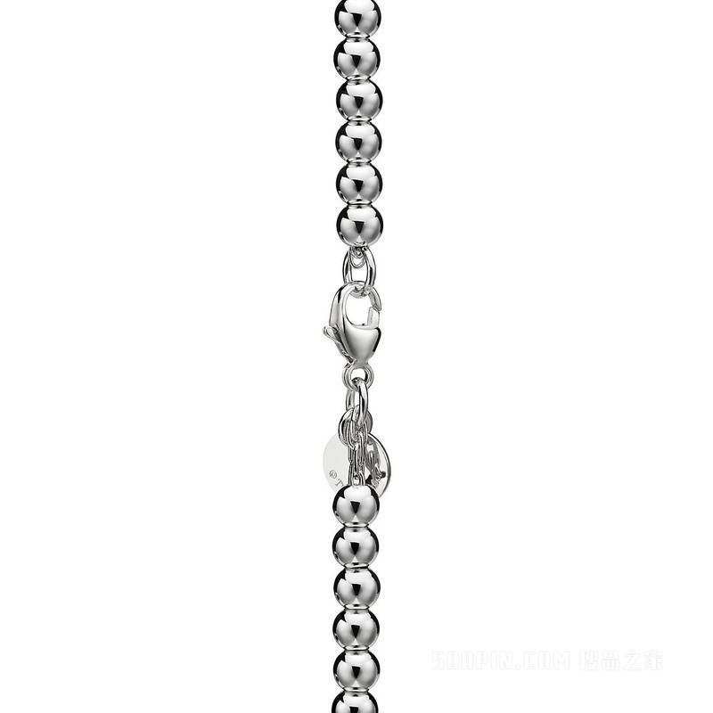 Return to Tiffany™ 系列纯银镶钻红色迷你心形珠式手链，4 毫米