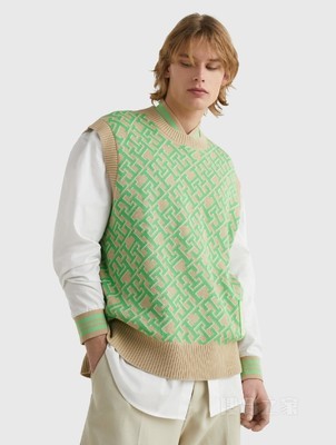 魔力方23新款春季男装纯棉字母提花背心针织衫MW0MW30961