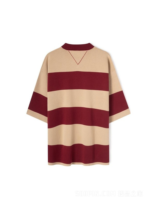 23新款春季男装时尚撞色条纹刺绣POLO领针织衫MW0MW30964
