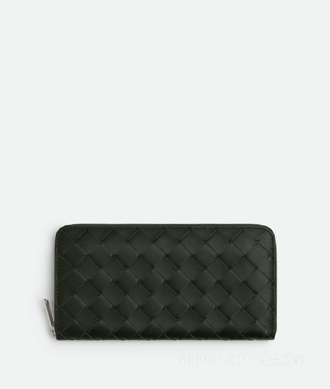 Intrecciato编织环绕式拉链钱包