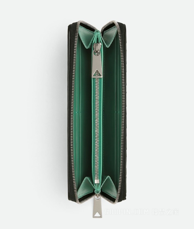 Intrecciato编织环绕式拉链钱包