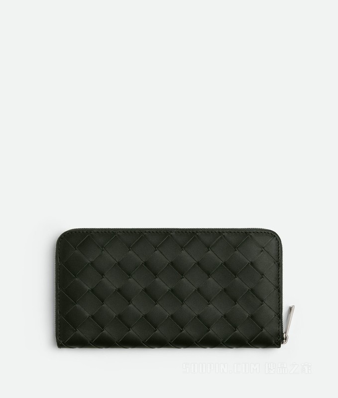 Intrecciato编织环绕式拉链钱包