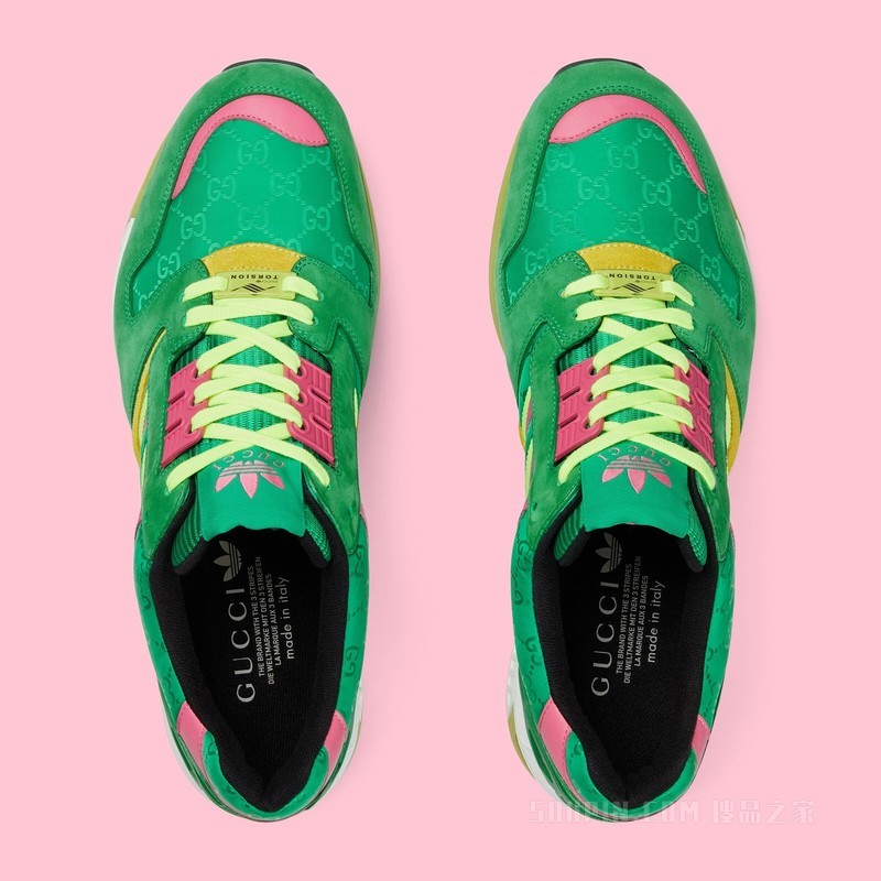 adidas x Gucci联名系列男士ZX8000运动鞋 绿色GG帆布