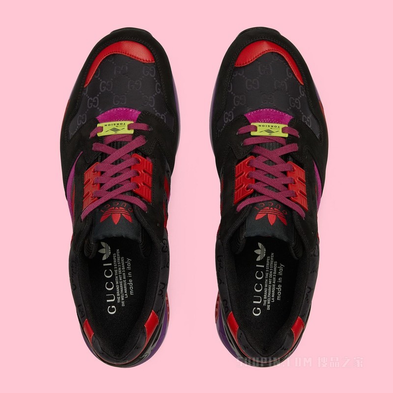 adidas x Gucci联名系列男士Torsion运动鞋 黑色GG帆布