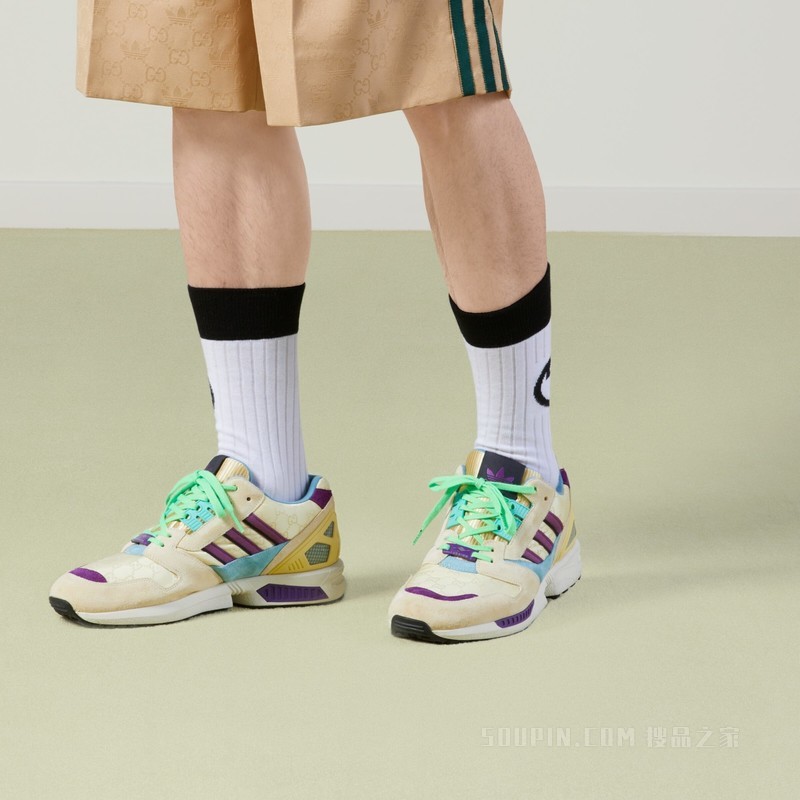 adidas x Gucci联名系列男士ZX8000运动鞋 米色GG帆布