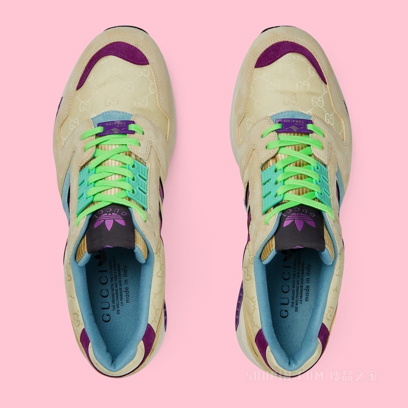 adidas x Gucci联名系列男士ZX8000运动鞋 米色GG帆布