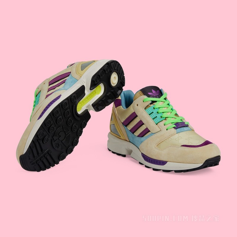 adidas x Gucci联名系列男士ZX8000运动鞋 米色GG帆布