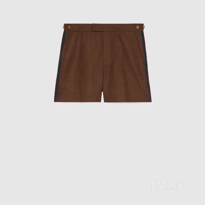 人造丝亚麻混纺短裤 棕色