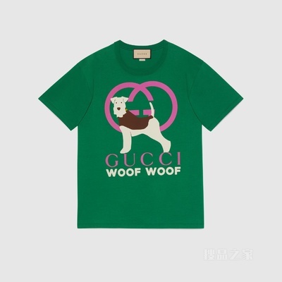 “Gucci Woof Woof”印花棉T恤 绿色