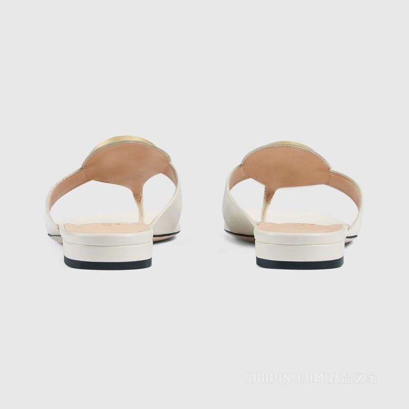 Gucci Blondie系列女士夹趾凉鞋 白色皮革