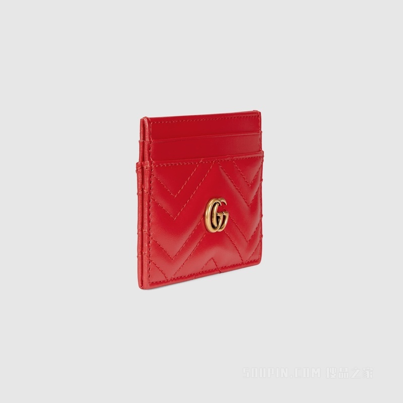 GG Marmont系列绗缝卡片夹 红色