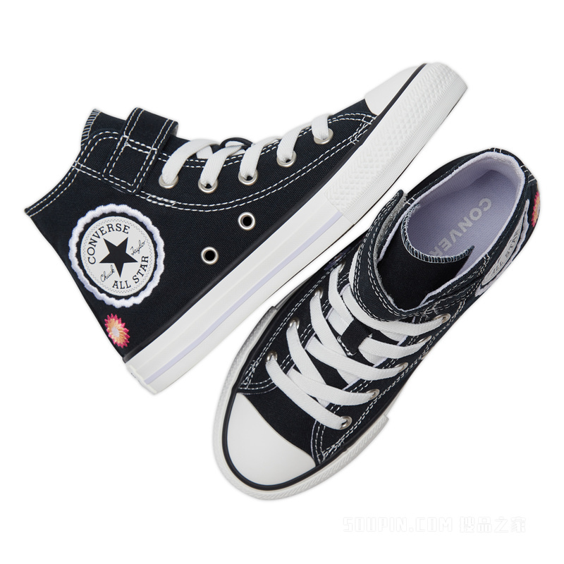 【小童】All Star 1V春夏儿童刺绣高帮帆布鞋 童款 黑色