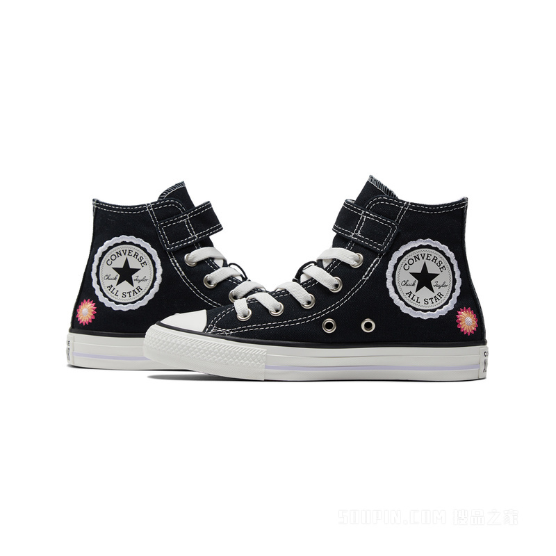 【小童】All Star 1V春夏儿童刺绣高帮帆布鞋 童款 黑色