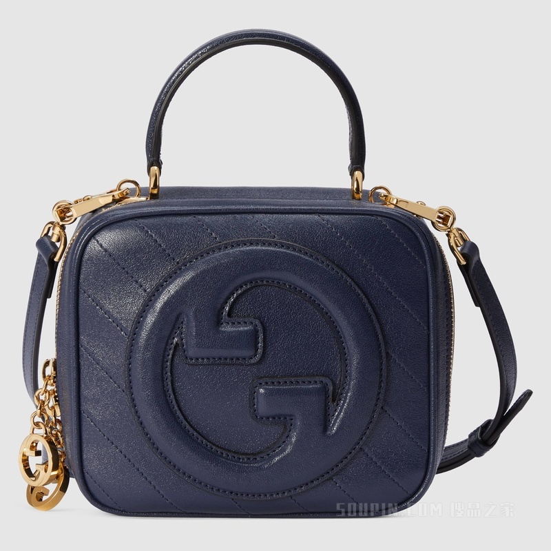 Gucci Blondie系列手提包 蓝色皮革