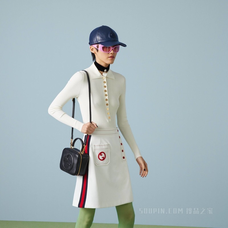 Gucci Blondie系列手提包 黑色皮革