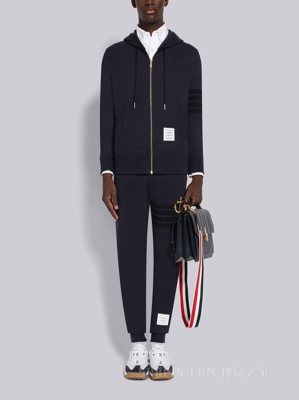 [2023春夏新品]男士四条纹船锚刺绣饰连帽衫