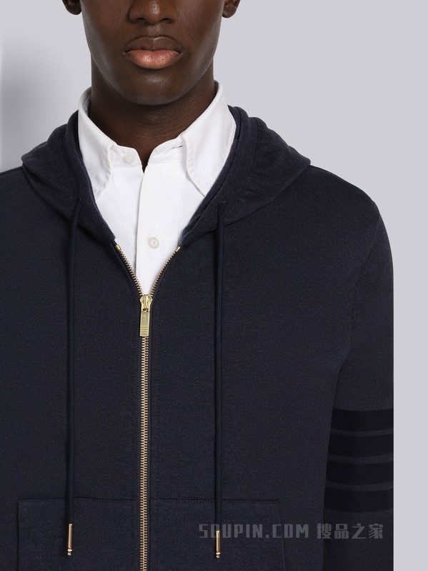 [2023春夏新品]男士四条纹船锚刺绣饰连帽衫