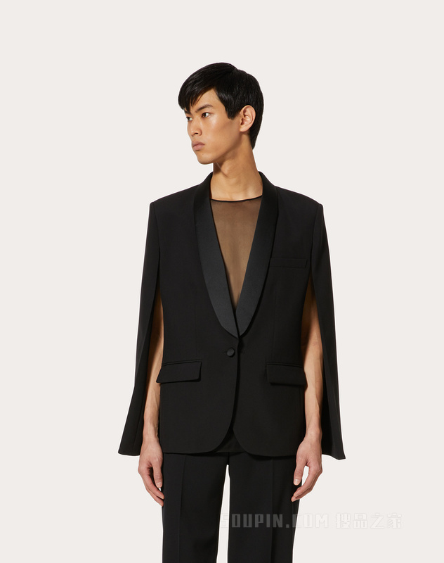 雪纺内搭羊毛斗篷式夹克