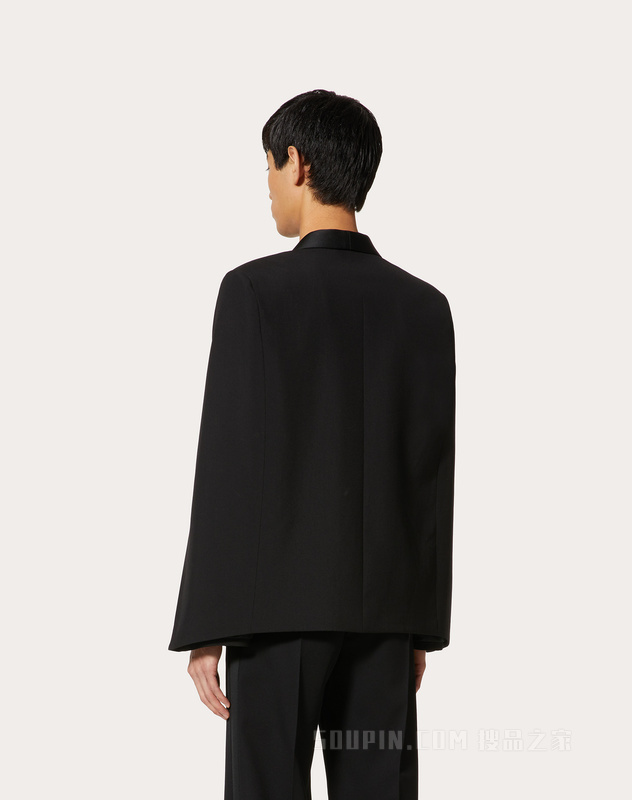 雪纺内搭羊毛斗篷式夹克