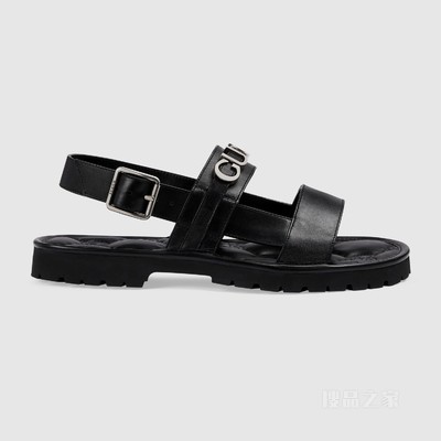 Gucci男士凉鞋 黑色皮革