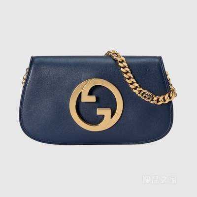 Gucci Blondie系列小号肩背包 蓝色皮革
