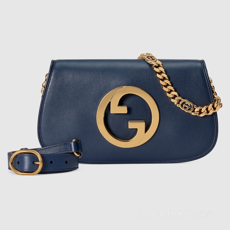 Gucci Blondie系列小号肩背包 蓝色皮革