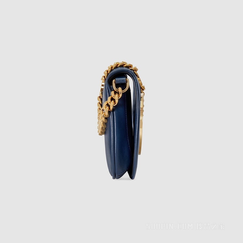 Gucci Blondie系列小号肩背包 蓝色皮革
