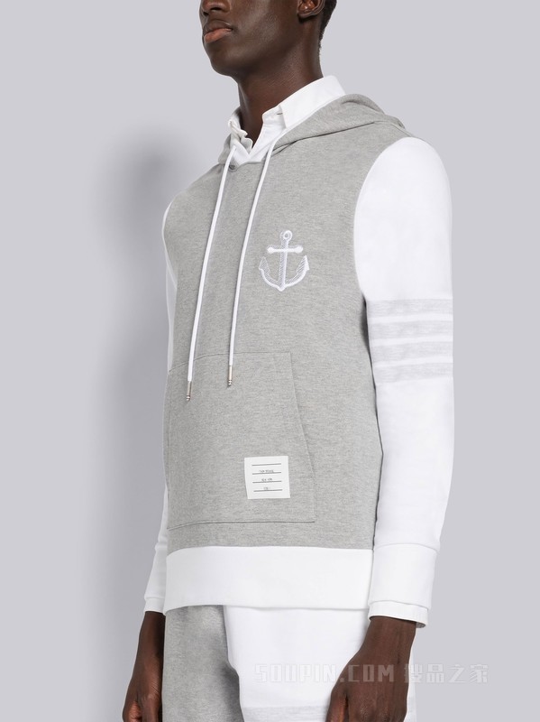 [2023春夏新品]男士FUNMIX 四条纹船锚刺绣饰连帽衫