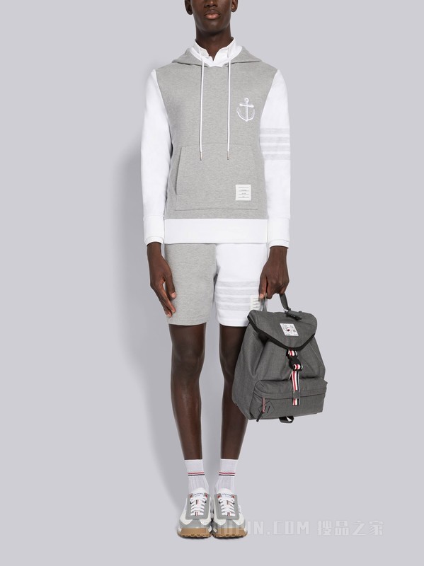 [2023春夏新品]男士FUNMIX 四条纹船锚刺绣饰连帽衫