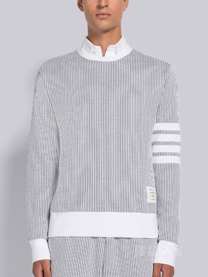 [2023春夏新品]男士四条纹泡泡纱圆领卫衣