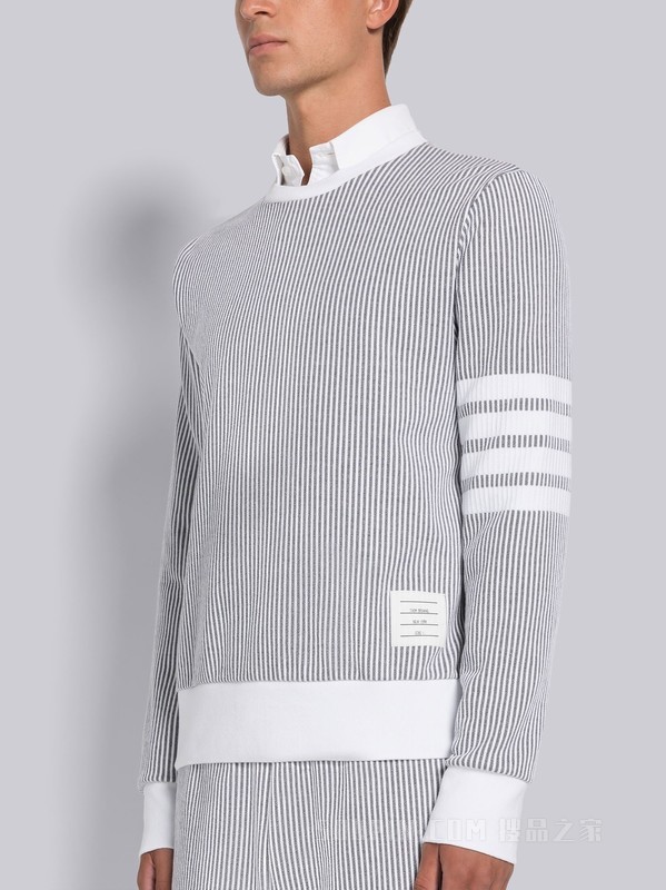 [2023春夏新品]男士四条纹泡泡纱圆领卫衣