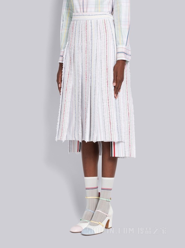[2023春夏新品]女士泡泡纱花呢百褶裙