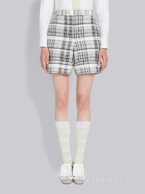[2023早春新品]女士磨边格纹花呢低腰短裤