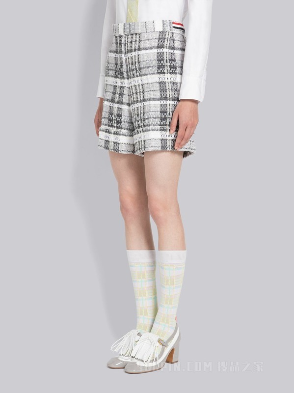 [2023早春新品]女士磨边格纹花呢低腰短裤