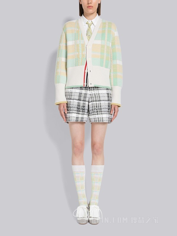 [2023早春新品]女士磨边格纹花呢低腰短裤