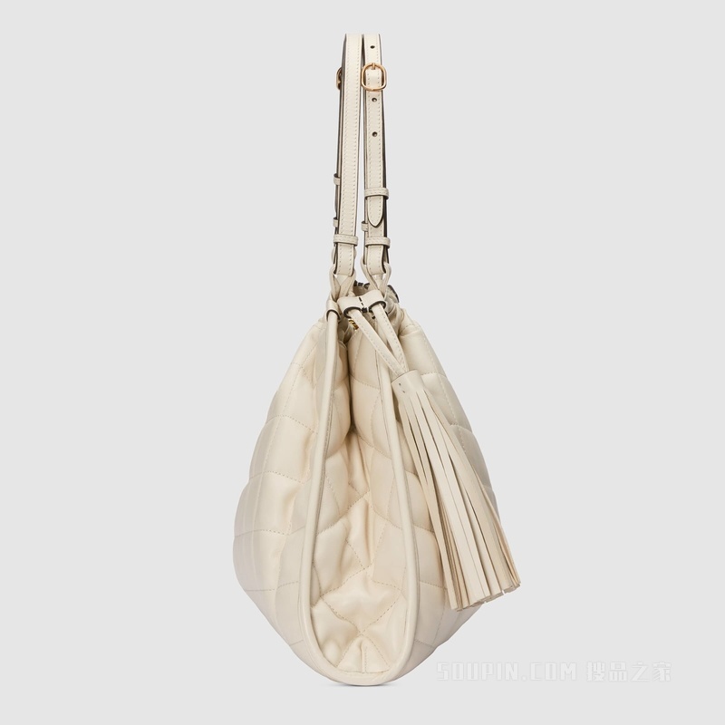 中号绗缝托特包 白色皮革