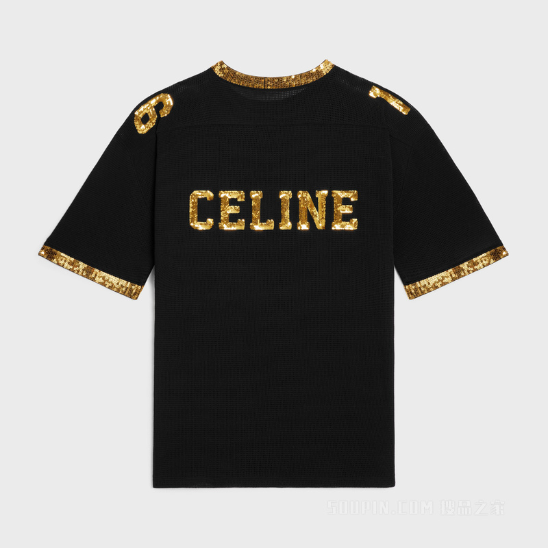 CELINE 16刺绣网眼平纹针织T恤 24655