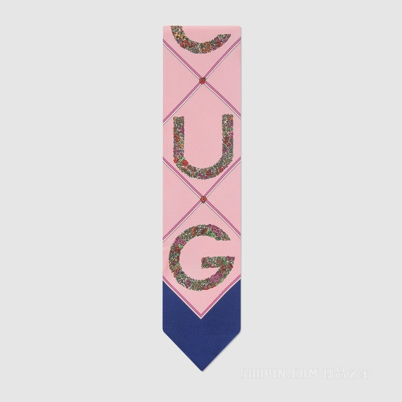 Gucci印花真丝领结 粉色和蓝色