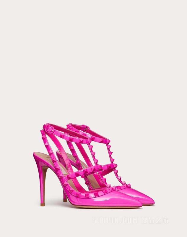 ROCKSTUD 漆皮系带铆钉高跟鞋