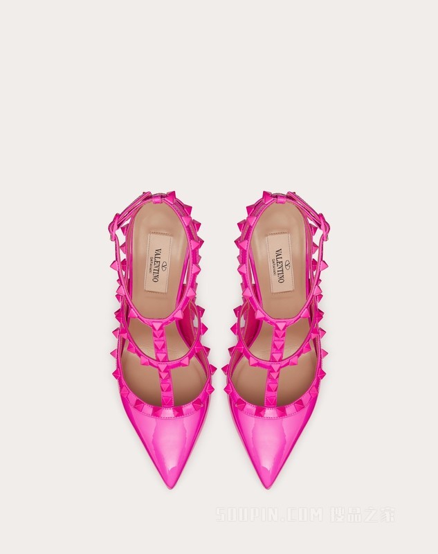 ROCKSTUD 漆皮系带铆钉高跟鞋