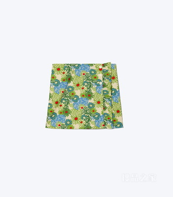 印花褶裥高尔夫裙裤 象牙白雏菊