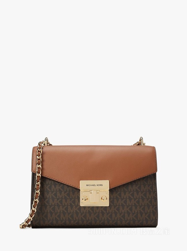 Rose 中号老花拼色单肩包