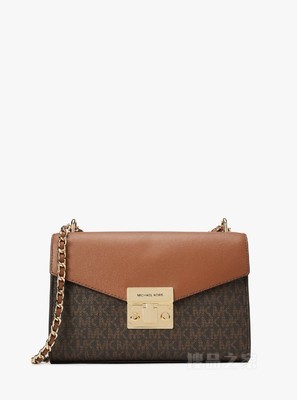 Rose 中号老花拼色单肩包